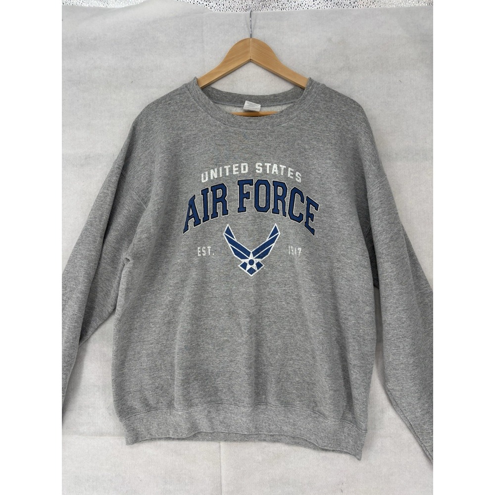 Vintage Gildan U.S. Air Force Wings L/SL Crewneck Sweat Shirt Mens L Gray